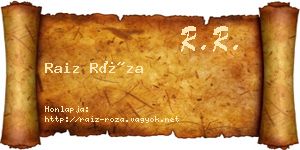Raiz Róza névjegykártya